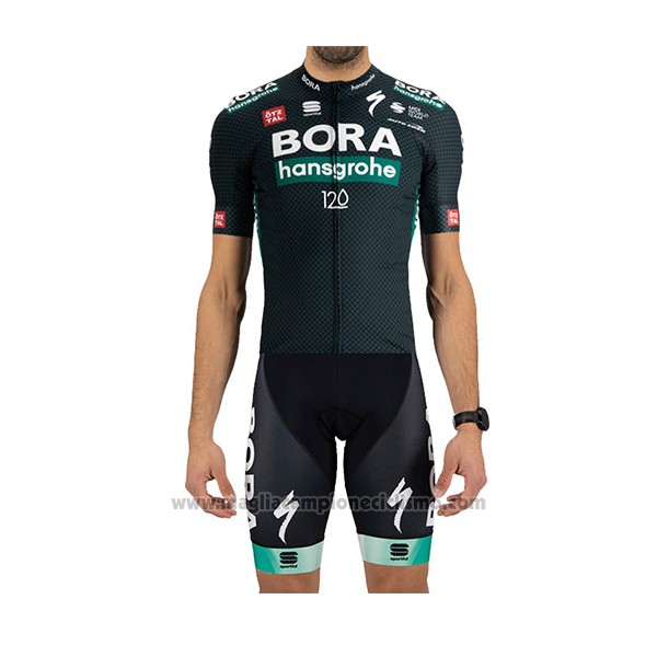 2021 Abbigliamento Ciclismo Bora-Hansgrone Spento Verde Manica Corta e Salopette